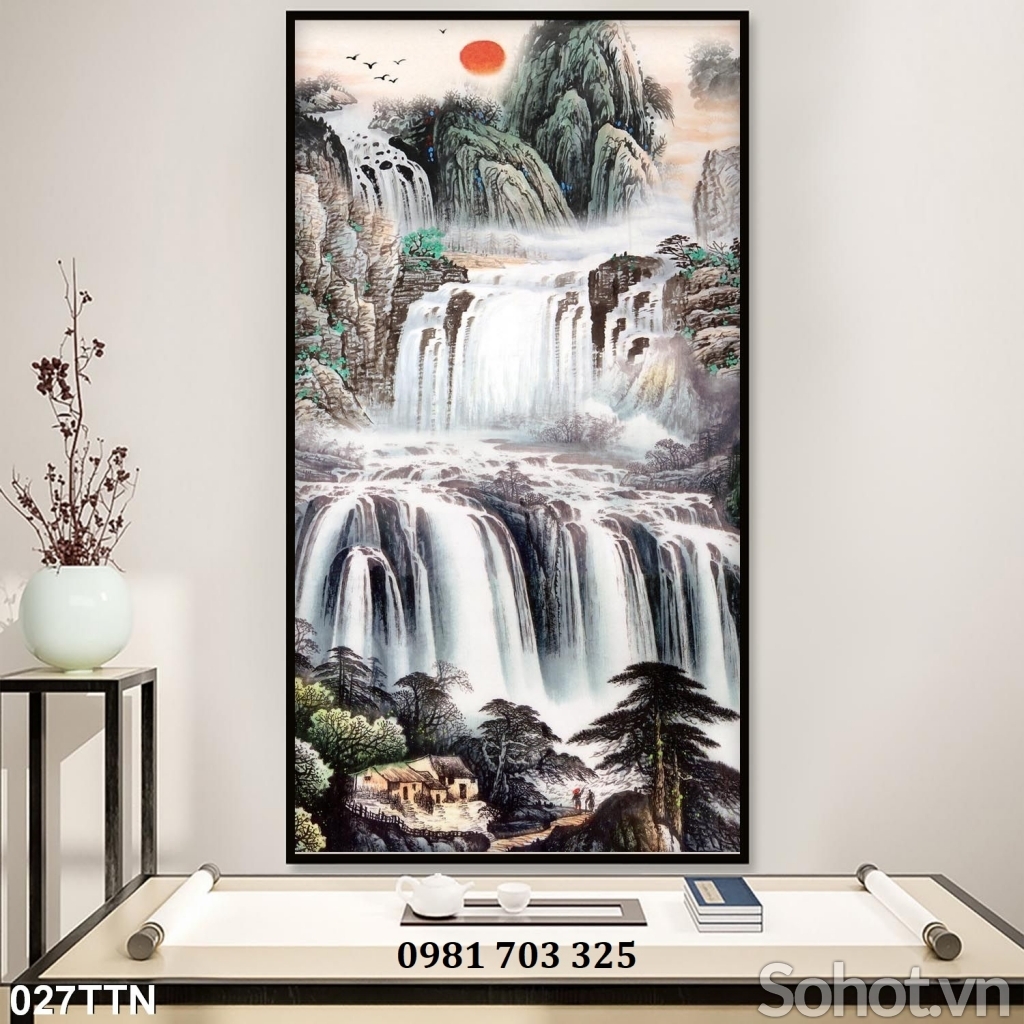 Tranh gạch khổ đứng phong cảnh trang trí
