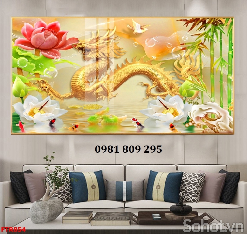 Tranh gạch rồng vàng