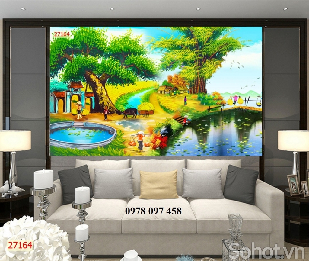 Tranh gạch 3d- tranh phong cảnh quê