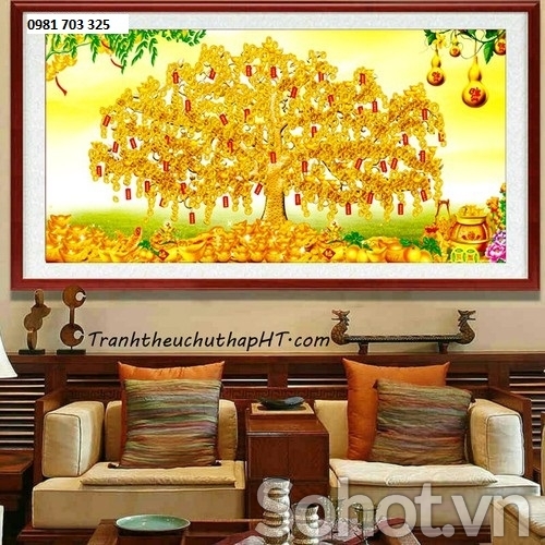 Tranh gạch 3D cây kim tiền