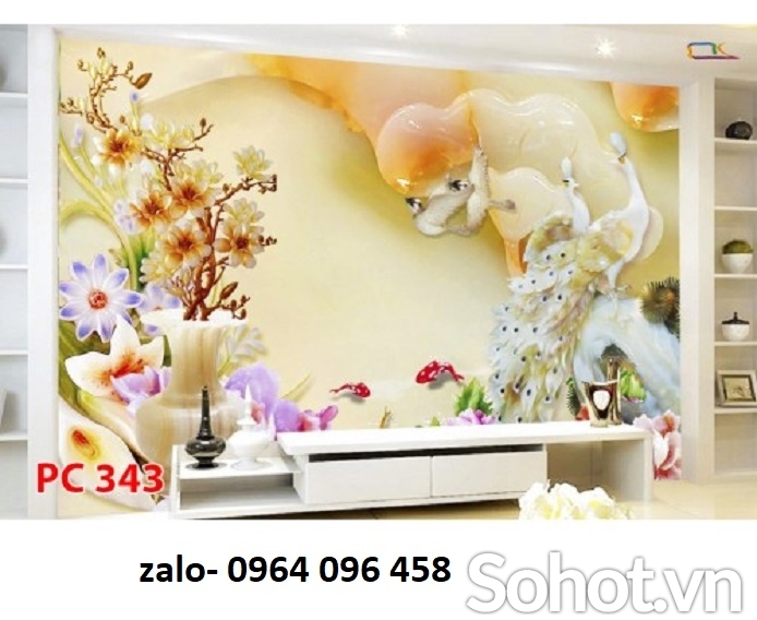 Tranh gạch 3d ốp tường tranh chim công - XVC322