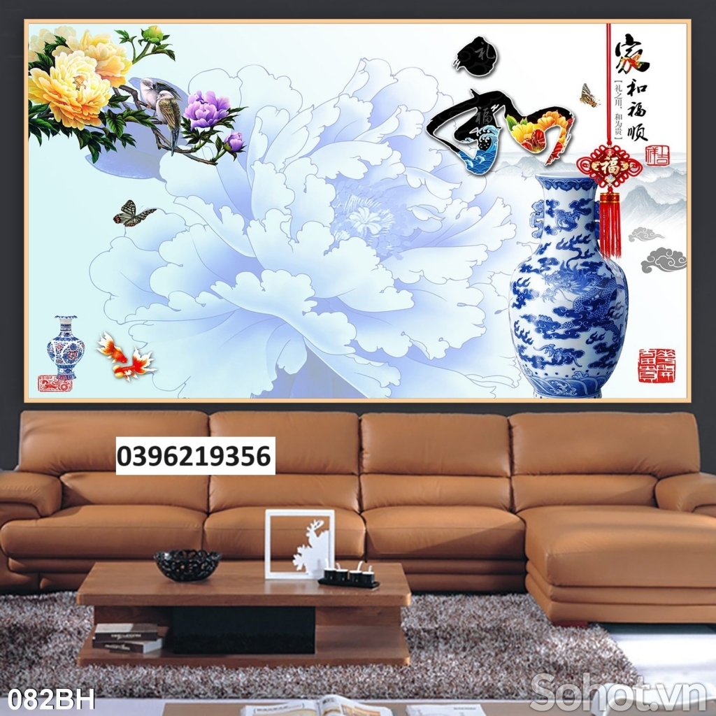 Tranh gạch đẹp bình hoa 3D