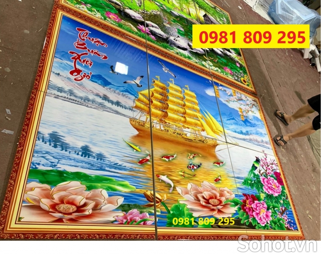 Tranh gạch men phong thủy thuyền buồm HE555