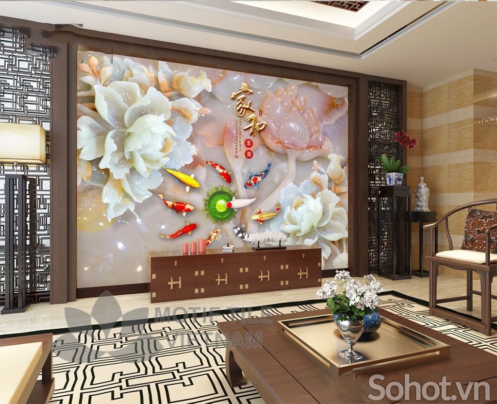 Tranh gạch 3d cửu ngư quần hội - SCX44