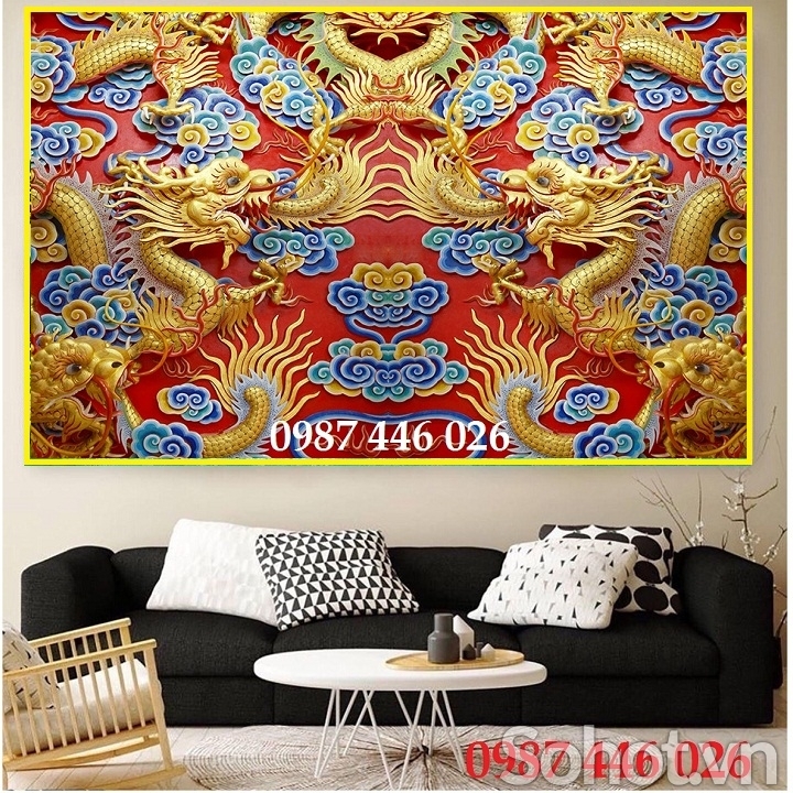 Tranh gạch rồng phương vàng HP9733