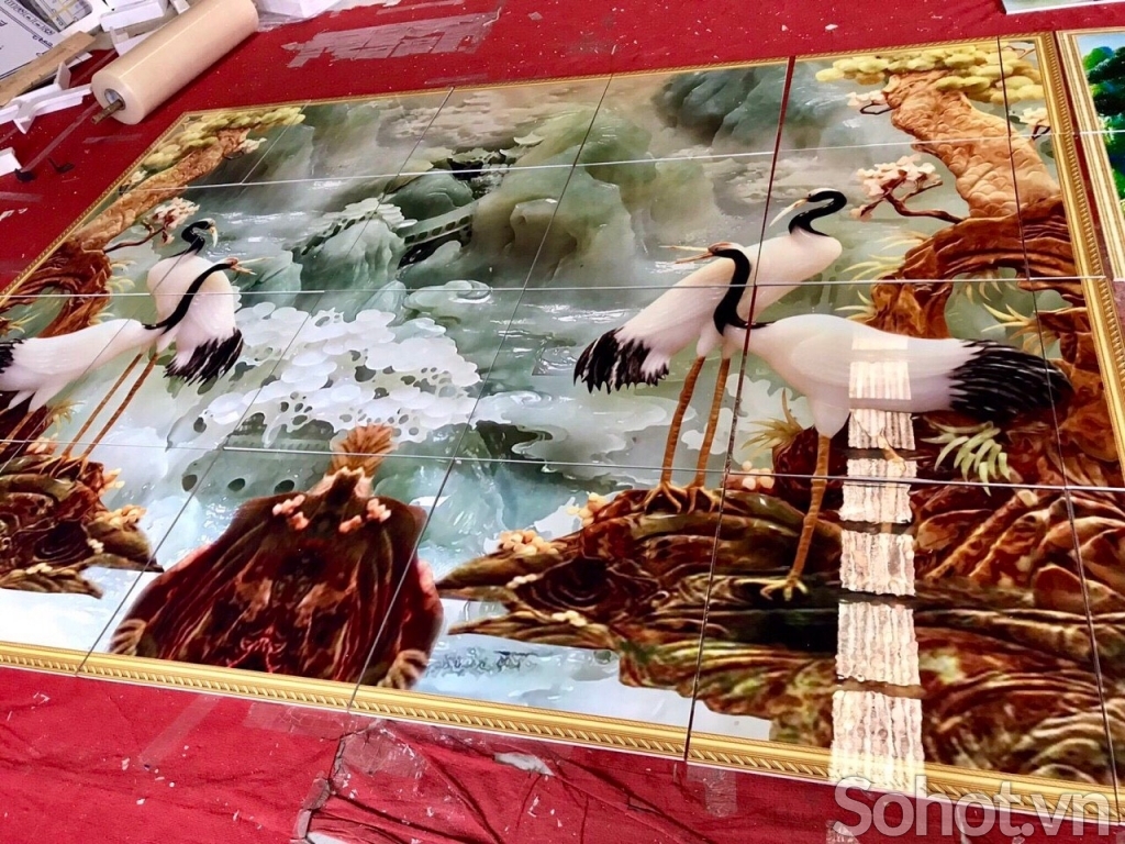 Tranh gạch 3D chim hạc- gạch tranh trang trí