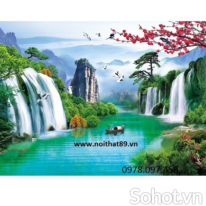 Gạch tranh 3D phòng khách đẹp