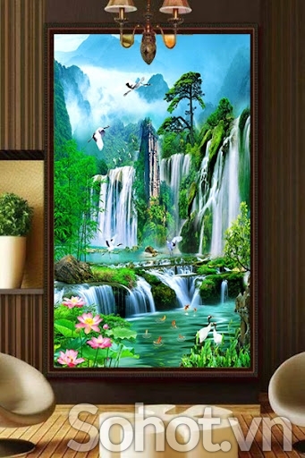 Gạch tranh 3d phong cảnh khổ đứng - HMM65