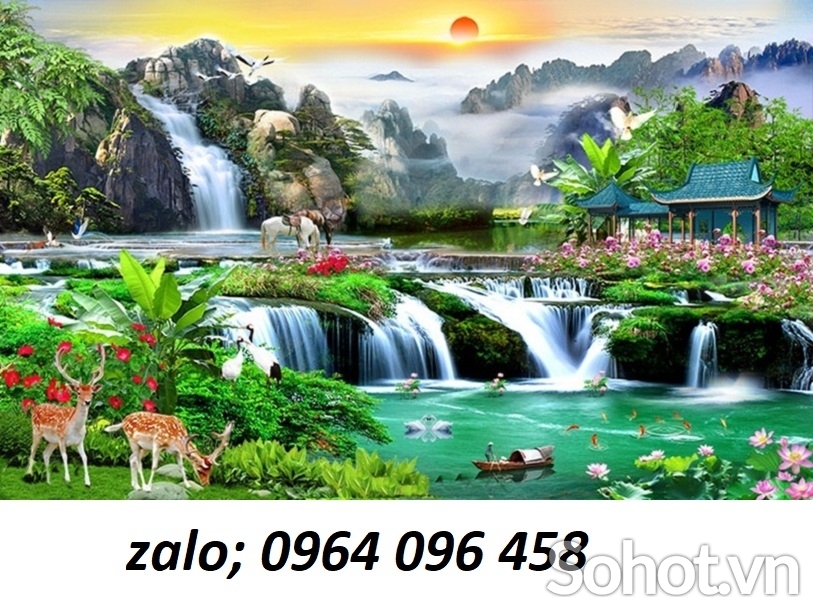 Tranh gạch men 3d phong cảnh đồng quê - KMN98