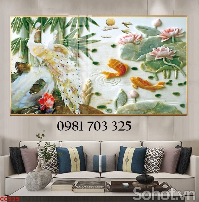 Gạch men 3D phong thủy chim công