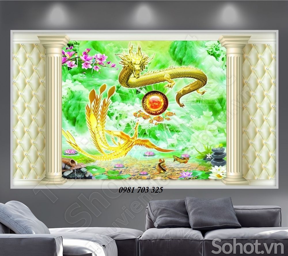 tranh gạch phong thủy- tranh rồng phượng
