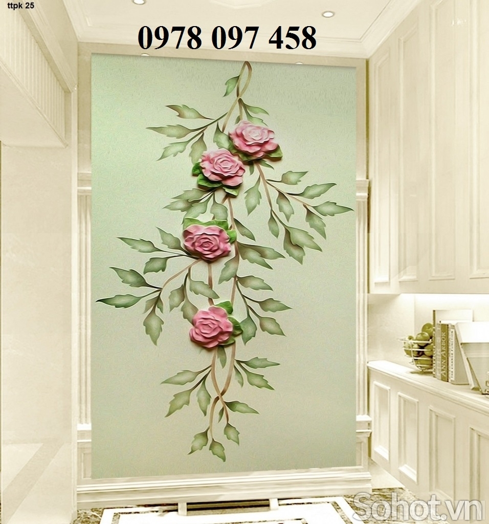 Tranh gạch bình hoa ốp tường