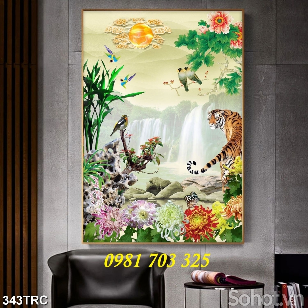 Tranh gạch hổ 3D trang trí