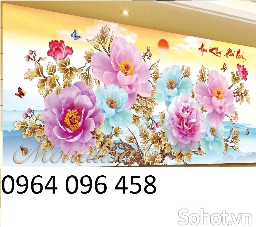Tranh gạch 3d hoa mẫu đơn - XNVD33