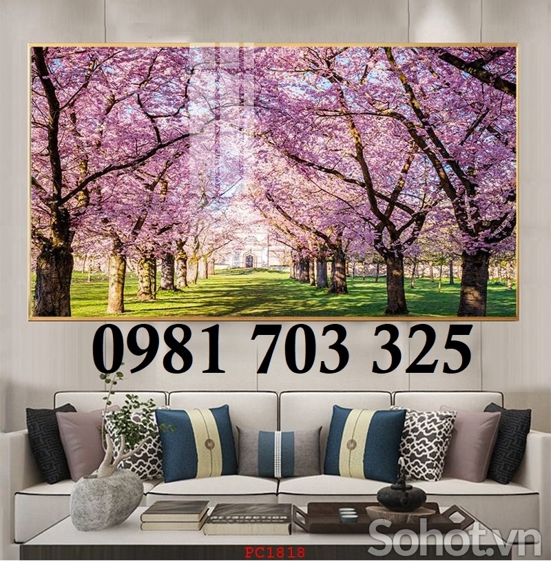 Gạch tranh hoa đào 3D dán tường