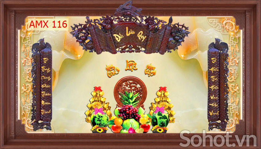 Tân trang phòng thờ - gạch tranh 3D dán tường