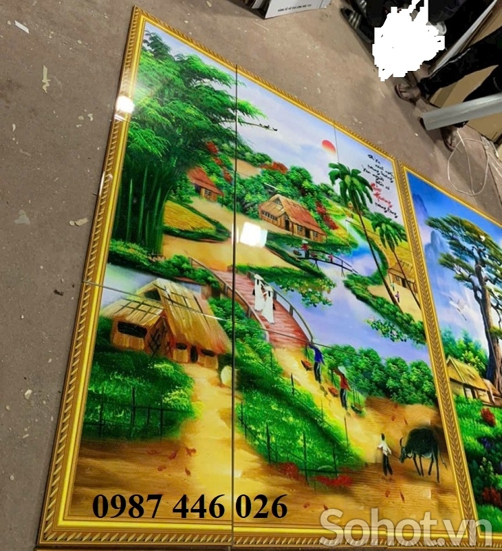 Tranh gạch men làng quê HP02832