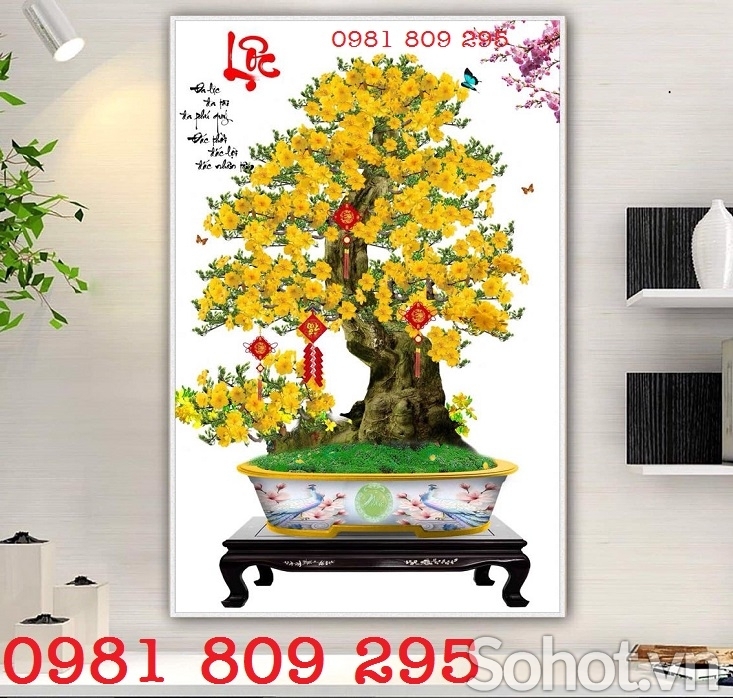 Gạch tranh 3d , tranh gạch 3d khổ dọc hoa mai