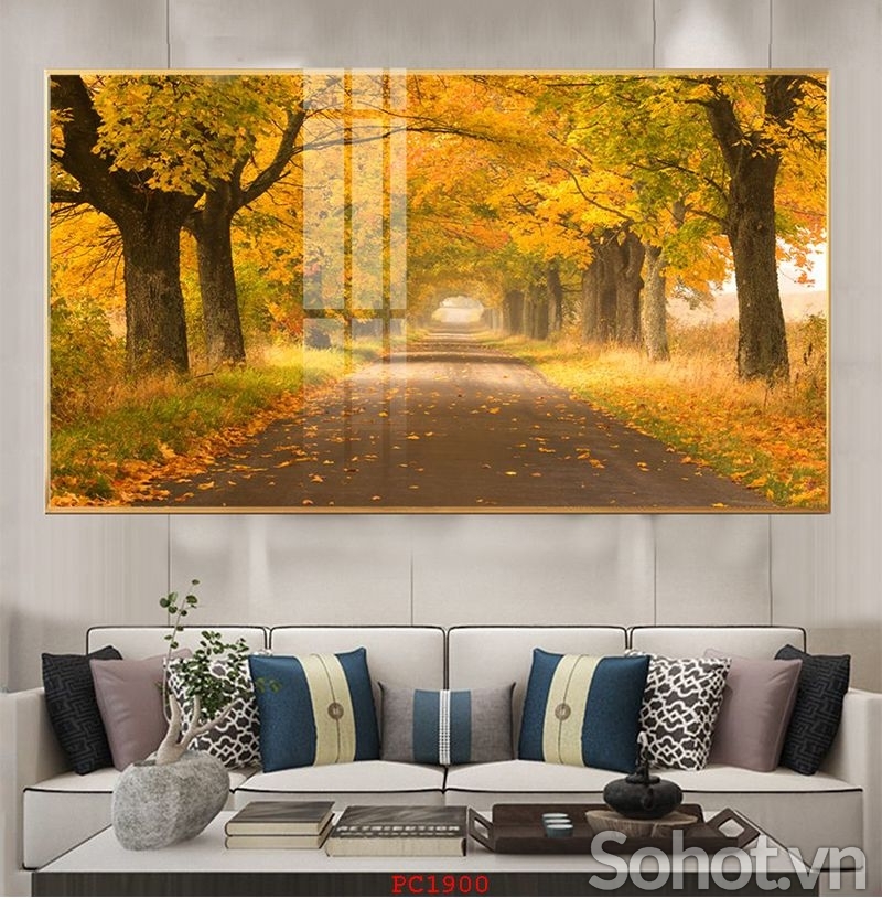 Tranh gạch phong cảnh lá vàng