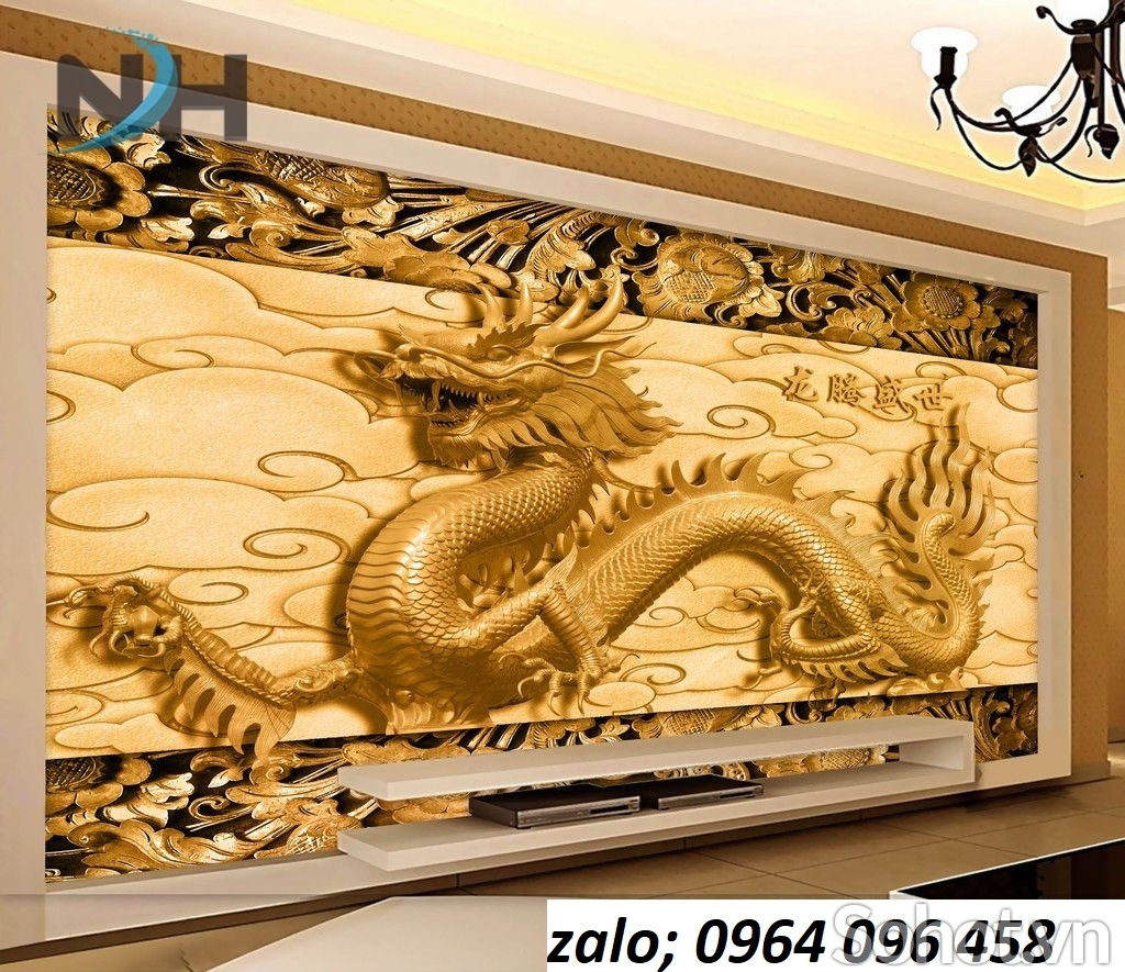 tranh gạch 3d ốp tường rồng phượng - FGH34