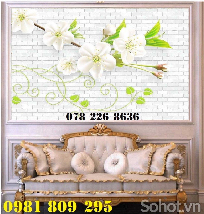 Gạch tranh ốp tường 3d tường hoa đẹp