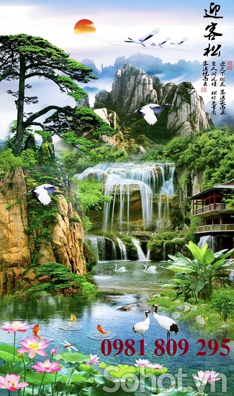 Gạch tranh sơn thủy hữu tình