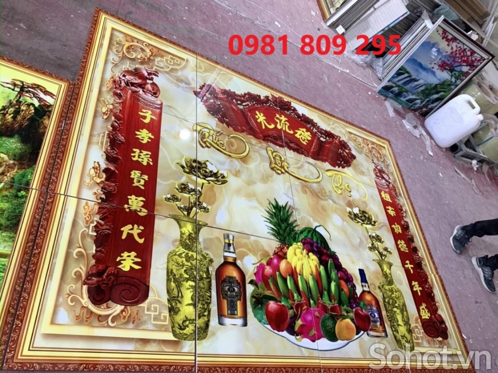 Tranh gạch ốp tường cao cấp phòng thờ
