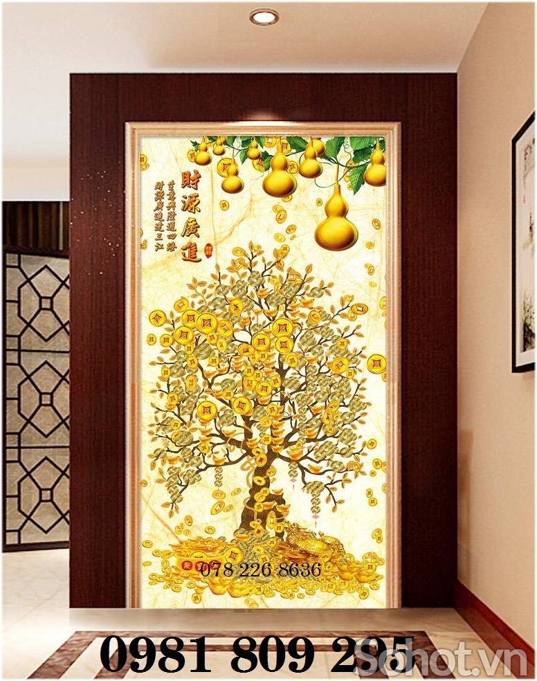 Tranh gạch 3d - cây kim tiền 3d