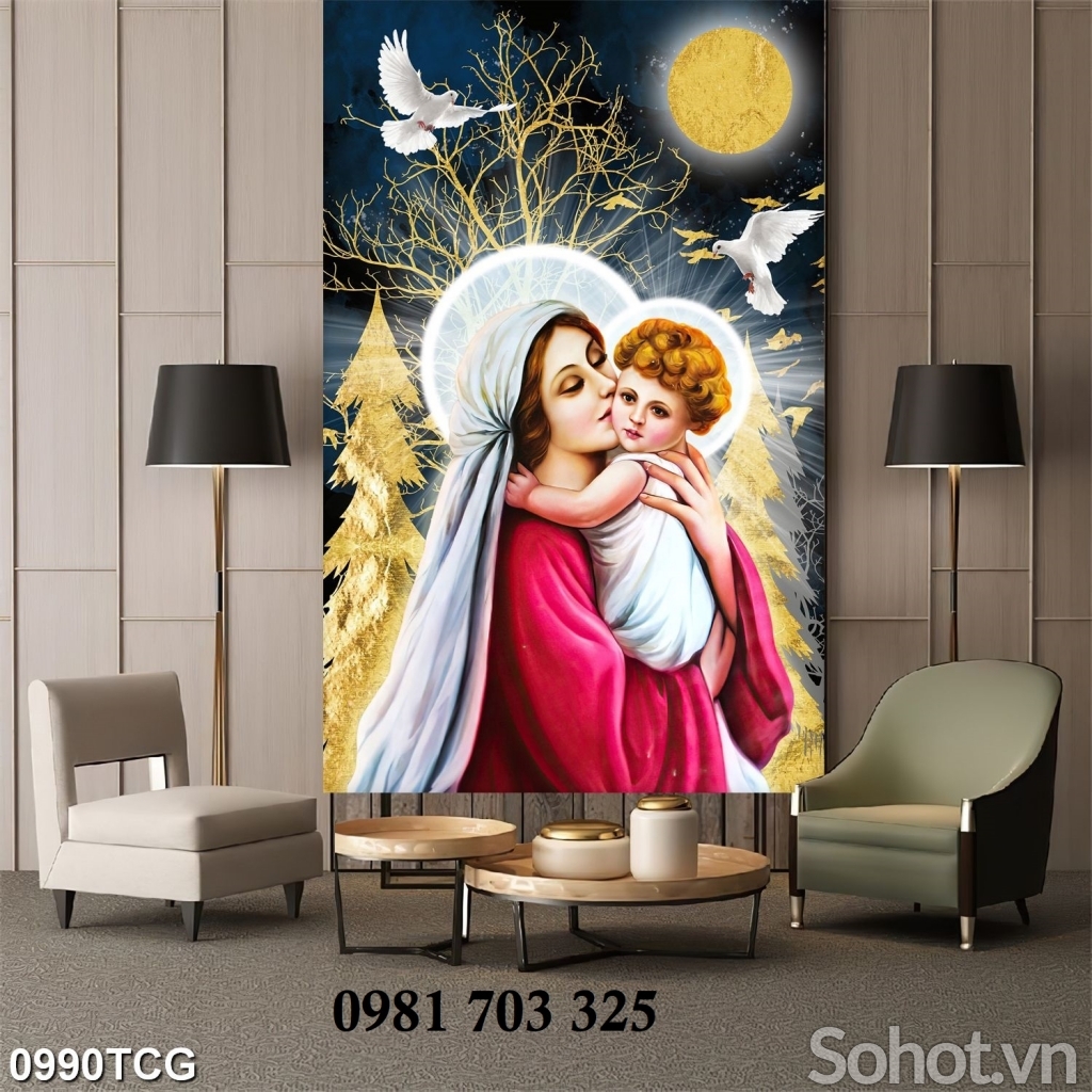Tranh gạch đức mẹ Maria đẹp