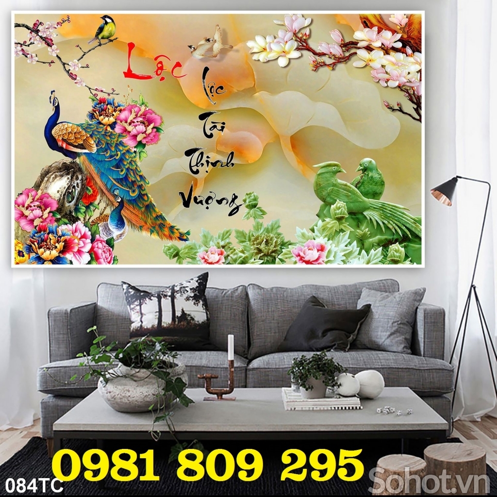Gạch tranh chim công - tranh ốp phòng ngủ HSFG8