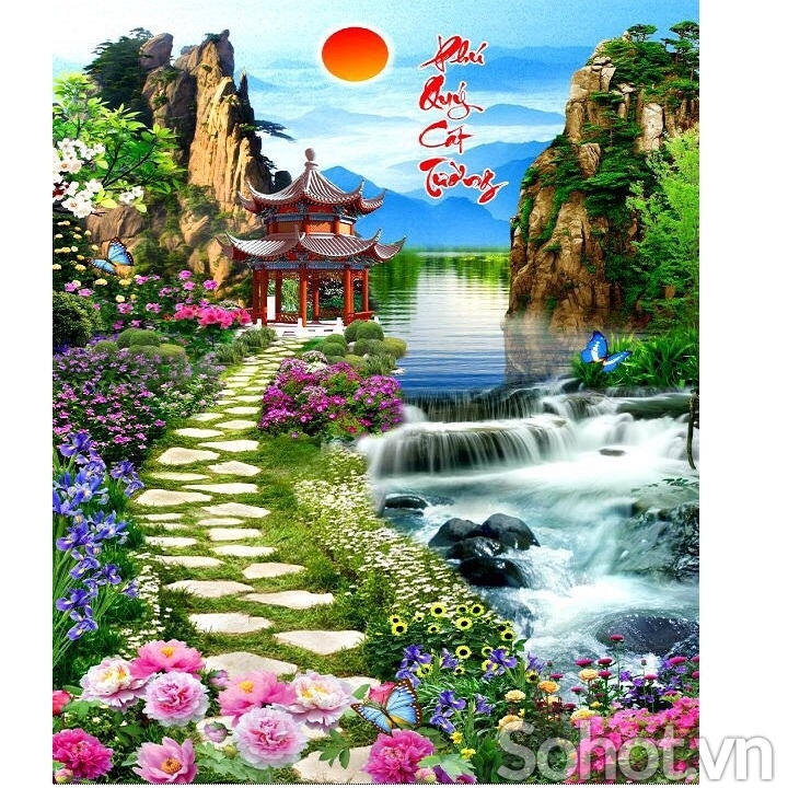 Gạch tranh sơn thủy hữu tình