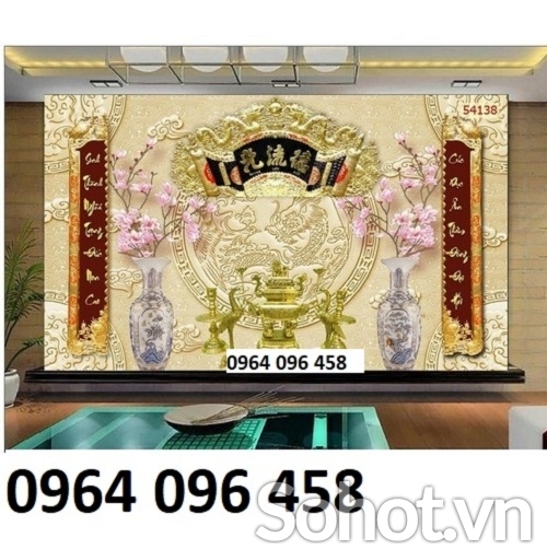 Tranh gạch 3d câu đối phòng thờ - 7899CN