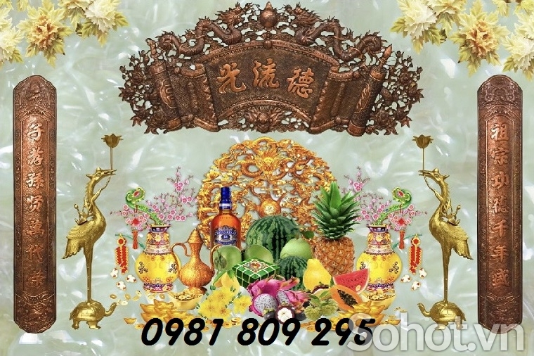 Bức tranh , gạch tranh 3d phòng thờ gia tiên