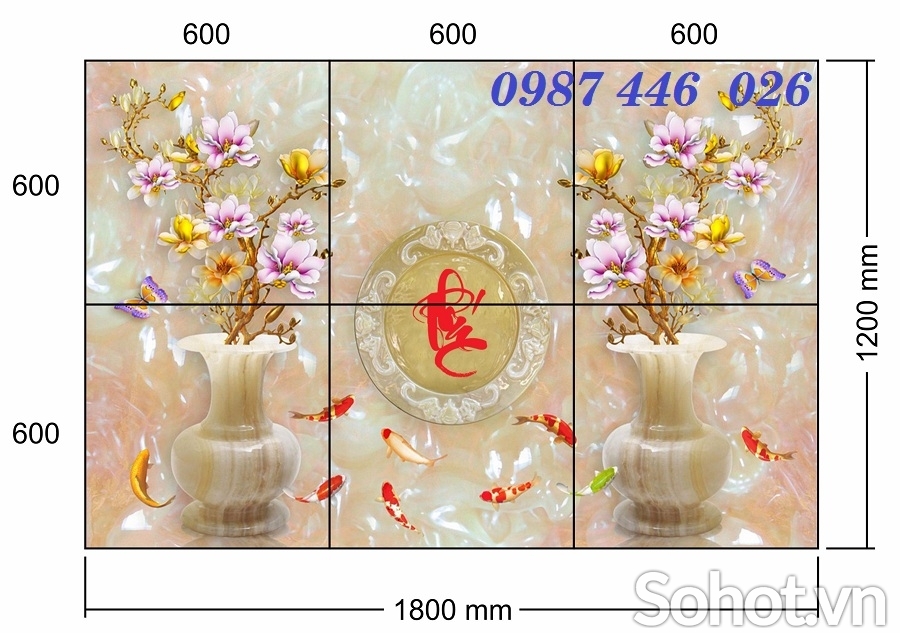 Gạch ốp tường tranh hoa 3d HP78283