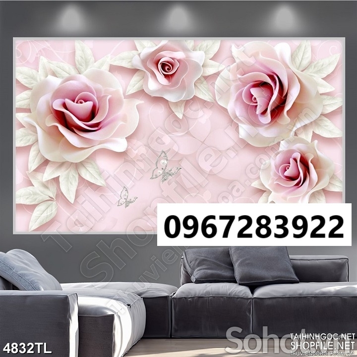 Tranh gạch đẹp trang trí hoa 3d