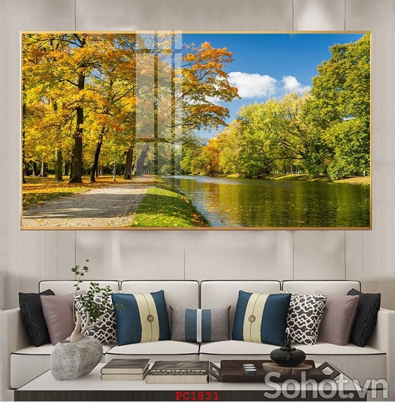 Tranh gạch phong cảnh lá vàng