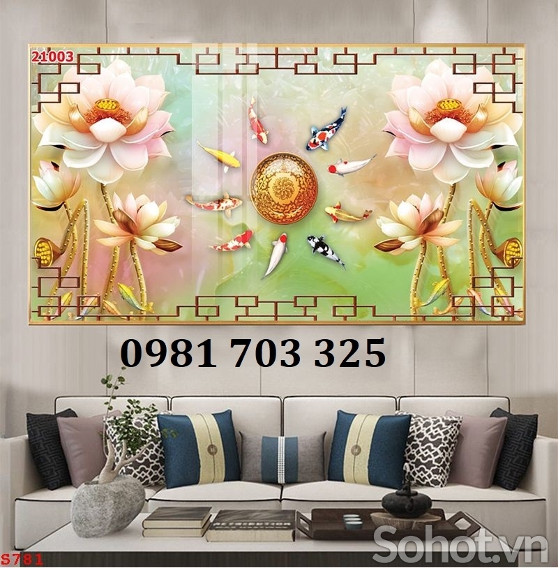 Gạch tranh 3D đẹp cá chép