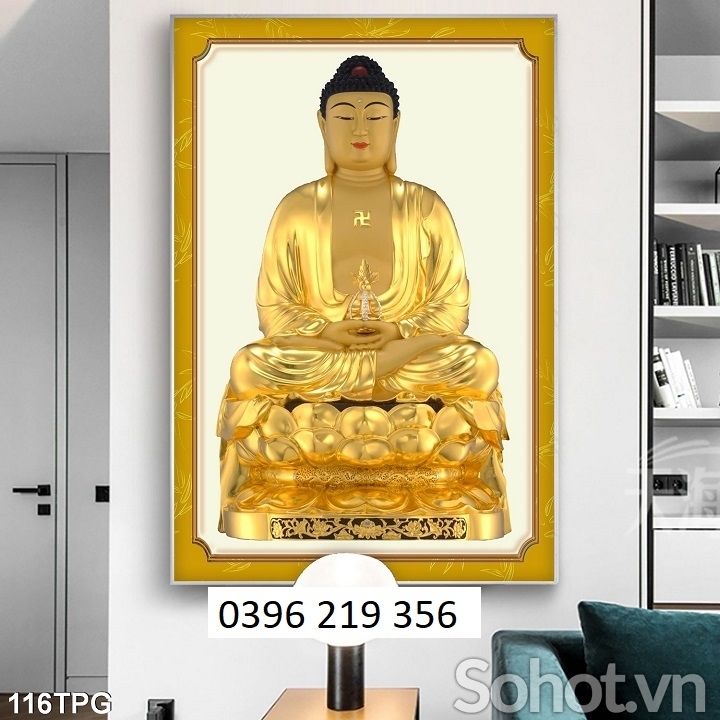 Tranh Phật 3d trang trí phòng khách Phong thủy
