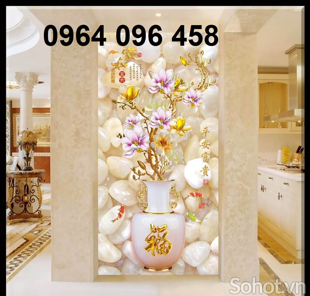 tranh bình hoa - gạch tranh 3d