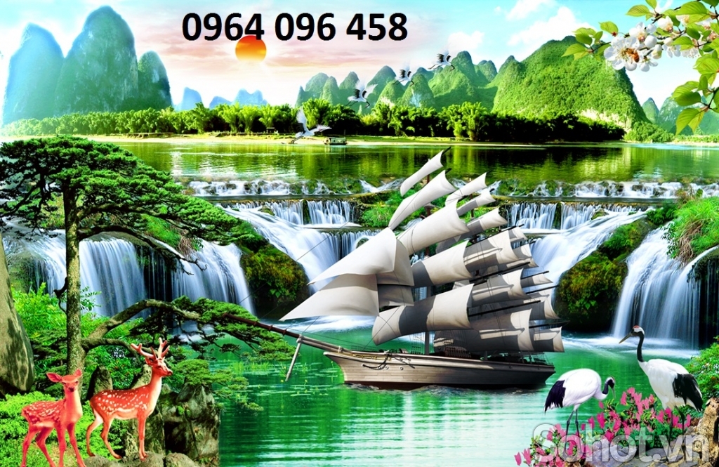 Tranh gạch 3d ốp tường thuyền buồm - 764CVB