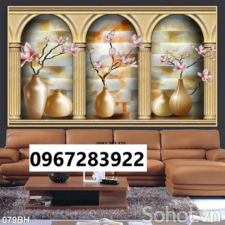 Gạch tranh 3D bình hoa gốm