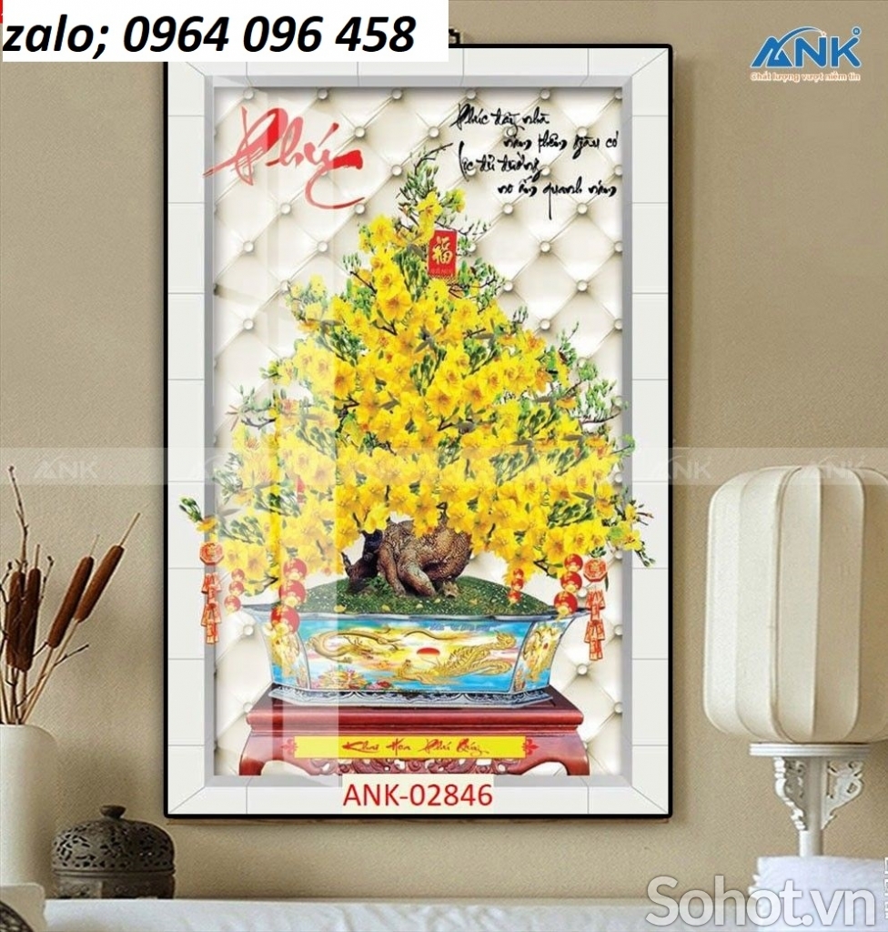 Tranh cây mai vàng - tranh gạch 3d cây mai vàng - TDV54