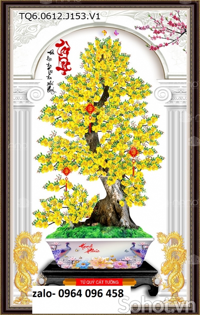 Tranh gạch cây mai vàng 3d - XDC322
