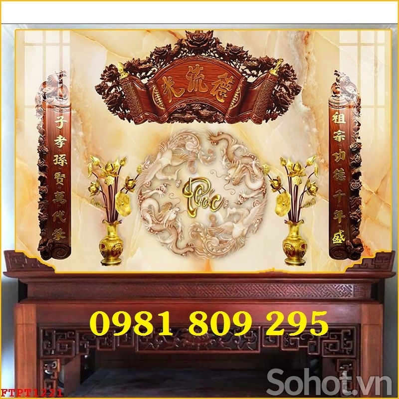 Gạch tranh ốp tường ban thờ đẹp HP338