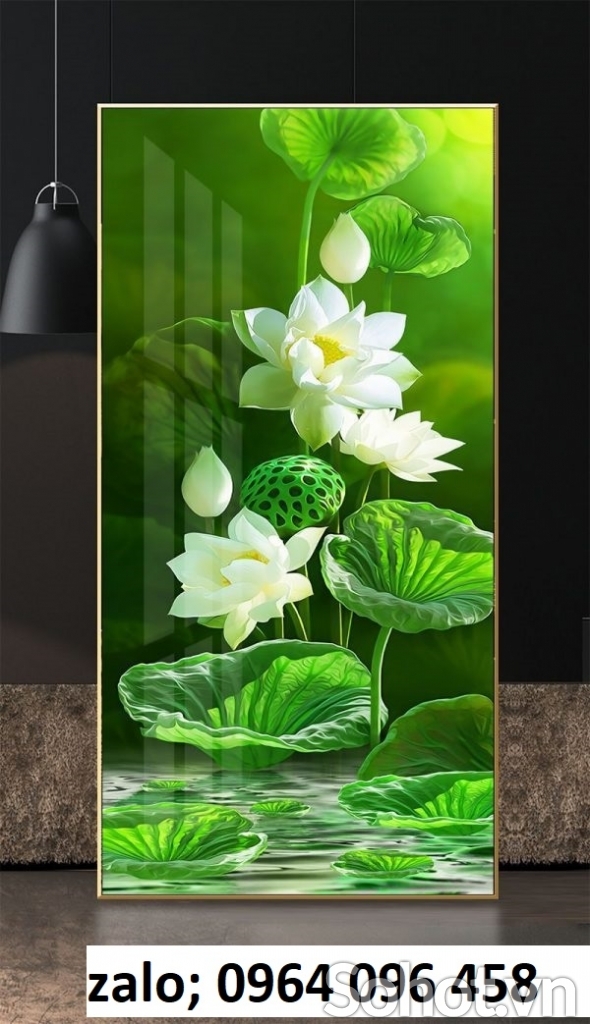 Tranh hoa sen 3d - tranh gạch 3d hoa sen - 94XC