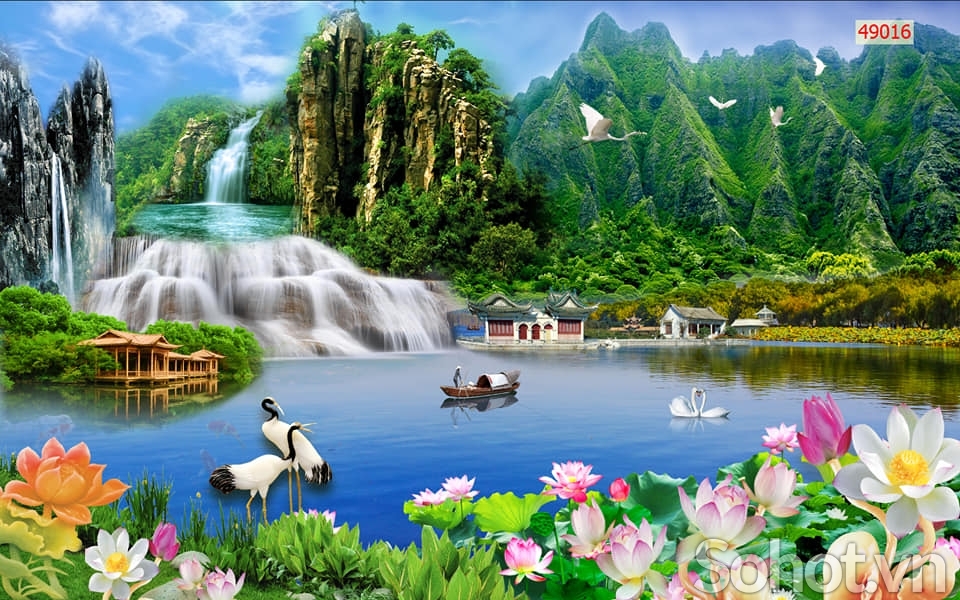 Tranh gạch 3d ốp tường phong cảnh thiên nhiên 3d - 033XCV