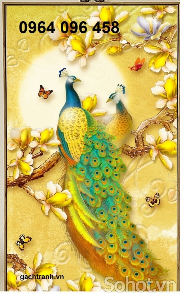 Tranh gạch 3d chim công phong thủy - TEWQ2