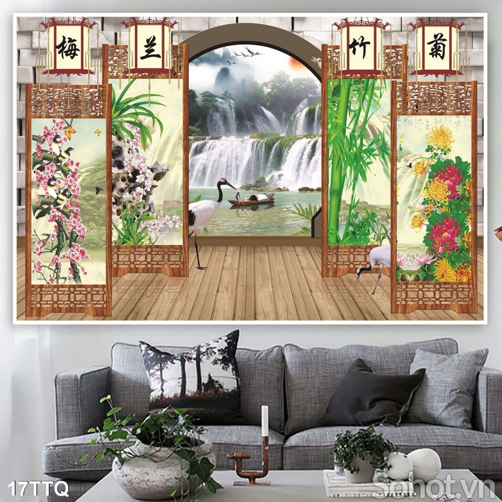 Tranh gạch ốp tường trang trí- Tranh tứ quý