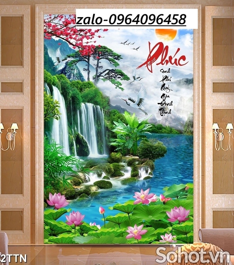 Tranh gạch 3d phong cảnh khổ đứng - JHCGV89