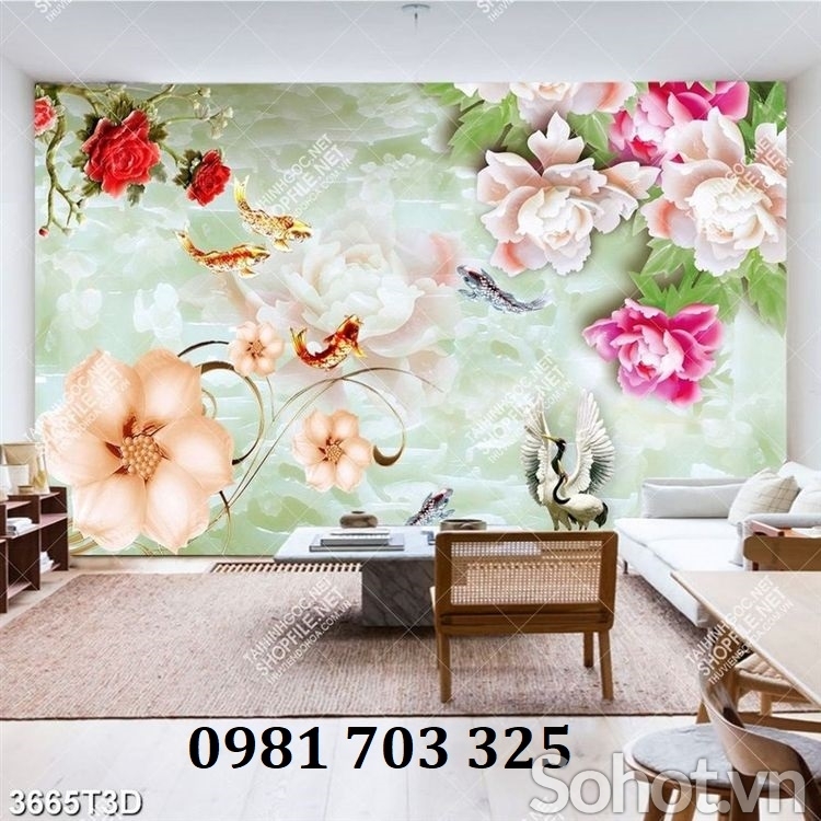 Gạch tranh hoa 3d trang trí